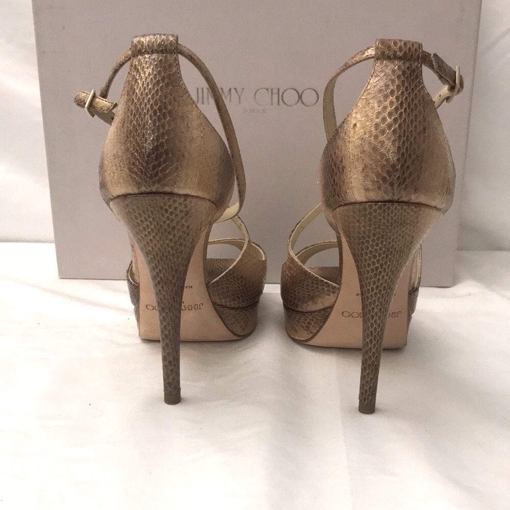 Jimmy Choo: 38 1/2 EU Snake/Gold - Picture 2 of 11